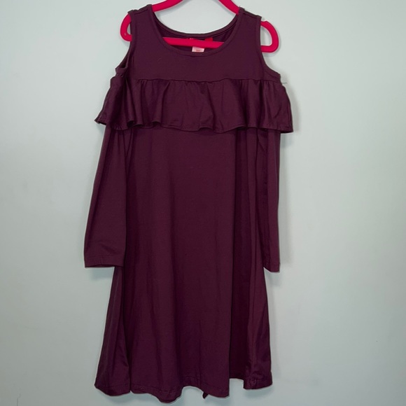 NWOT Girls Plum Cold Shoulder Dress 7/8 - Picture 1 of 3